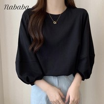 나바바 NT397 여성 심플 베이직 퍼프소매 티셔츠