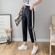 SALE 여름 라인 스판 9부 여성 린네 면 바지 밴딩팬츠