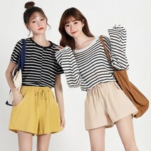 숏팬츠 고무줄 여자 밴딩 봄 허리 여름 반바지 팬츠 린넨 3부