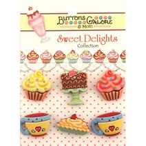 버튼갤로어 스위트 딜라이트 3D 버튼 일반단추, Sweet Treats, 6개입