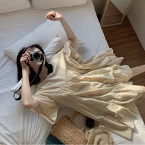 Anyou 러블리 플리츠 빅사이즈 미디 롱 원피스