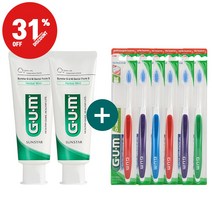 31%할인 GUM 검 교정 칫솔 V커팅 (124) 6개입 치약 2개 세트, 124칫솔 6개+GUM130G치약 2개