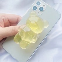 아이폰 투명곰돌이 캐릭터 귀여운 그립톡 스마트그립, 본상품선택, 1, 그린