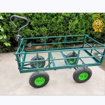 농업용운반차 4륜수레 캠프 트레일러 울타리 분리형 트레일러 4륜 대형, 팽창식 바퀴 녹색 큰 바구니 120x60x28