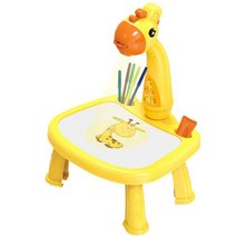 나무 화판 미니 이젤 led 프로젝터 art drawing table toys painting board desk arts, 노란 기린 b