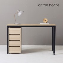 포더홈 이든 1200 1인용 철제 책상 세트 (4단 이동서랍), 1200 책상 블랙오크+4단 서랍장 오크