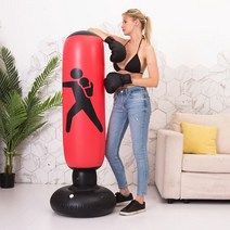 안전한 에어 샌드백 스트레스해소법 쌘드백 펀칭 홈트_[230102EA], 샌드백(블랙)