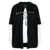 MM6 메종 마르지엘라 더블 로고 티셔츠 S52GC0223 S23955 962 BLACK [MSC015]