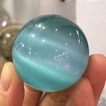 40/50/60MM 아름다운 희귀 천연 고양이 눈 돌 공 석영 크리스탈 레이키 치유 구 사무실 홈 장식, 40MM, sky blue