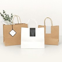 [핸즈픽] 두꺼운 트위스트끈 종이쇼핑백 10매 튼튼하고 소량인쇄 가능한 친환경 종이가방, 크라프트