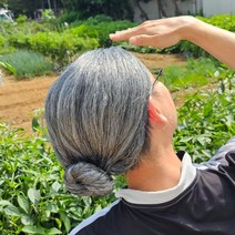 촌캉스 쪽진머리 할머니 가발 분장용가발, 1개