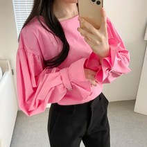 라이프 오링 퍼프소매 블라우스