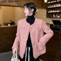 JUST FEEL!NG 트위드자켓 소향풍 코트 여성 의류 키작녀 도톰 루즈핏 상의 코디 심플 숏 재킷 간절기 가디건 3컬러