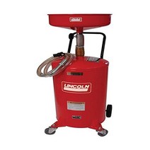 링컨 3601 가압 공기 작동 18갤런 휴대용 산업용 유체 배수 탱크 조절 가능한 깔때기 높이 레벨 표시기 및 14인치 그릇 RED