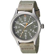Timex 익스페디션 스카우트 남성용 손목시계 40mm 블랙 가죽/나일론 스트랩 (TW4B14200)