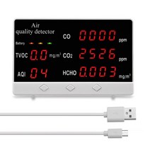 Gas Analyzers 가스 분석기 USB 이산화탄소 측정기 다기능 디지털 디스플레이, 중국, 검정