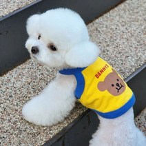 강아지 가을옷 여름 곰 조끼 애완견 의류 패션 코튼 소형견용 슈퍼 디자이너 스커트 치와와 프린트, [03] M, [01] Yellow