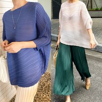 플리츠유 쉬폰 박스 플리츠 티 주름 이세이 마담 여성 빅사이즈 여름 봄 가을 엄마 선물