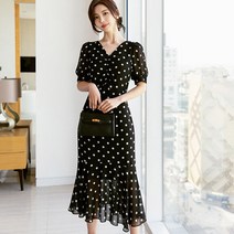시크라인 도트 셔링 쉬폰 원피스 CLLB-O-36