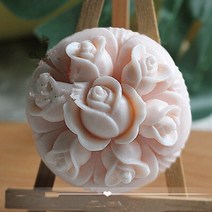 꽃 라운드 비누 금형 실리콘 비누 금형 장미 꽃 비누 금형 DIY 비누 공예 파티 호의, N1