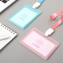 오피스 사원증 출입증 홀더 케이스 목걸이 기업용, 가로 그린