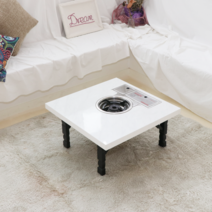 불판테이블 미니 접이식 불판식탁 고기 바비큐 부탄가스테이블 야장 캠핑 혼밥 혼술 집들이 마블화이트