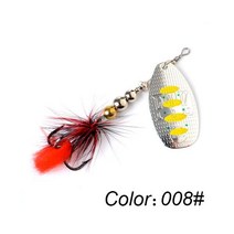 FTK-낚시 루어 스피너 미끼 8g 13g 19g 스푼 금속 베이스 하드 베이트 깃털 트레블 후크 Wobblers 파이크 태클 1 개, 008, 19.0g, 008