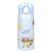 제이엔에스 애니멀프렌즈 보온보냉 원터치텀블러 350ml, 블루