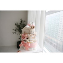 주식회사 앙앙 오가닉 딸랑이인형 2단 기저귀케이크 -출산선물 백일선물 아기선물, 돌선물