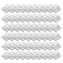 60Pcs 자가 접착식 와이어 타이 케이블 클램프 클립 홀더(자동차 테이블 책상 수납용), 하얀색