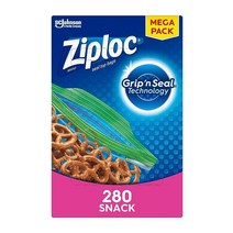 Ziploc 새로운 그립 앤 씰 기술이 적용된 스낵 백 쿠키 과일 야채 칩 등을 포장하는 데 이상적 280개. 3525250152