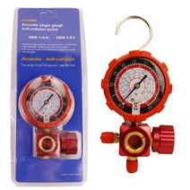 R410A R22 R134a R404A 용 에어컨 게이지 냉매 매니 폴드 게이지 압력계 밸브 800psi/500psi 비주얼 미러, 01 빨간