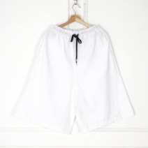 아이유즈 NOB NOB 화이트 남자 여름 린넨 와이드 버뮤다 팬츠