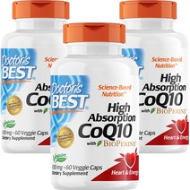 닥터스베스트 하이 앱솔션 CoQ10 100mg 베지 캡 비건, 60개입, 3개