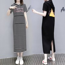 이유무무 NB-171 여성 반소매 후드 롱 원피스