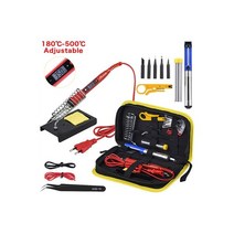 JCD납땜 인두 키트 온도 조절 가능 220V 80W LCD 납땜 용접 도구 세라믹 히터 팁 제거 펌프, CHINA, 80W 110V, 빨간 + EU