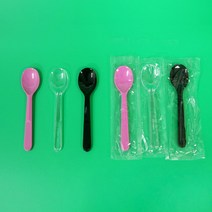 아이스크림스푼 대 (500개) 12cm / 수저 일회용 플라스틱 벌크 개별 낱개 포장 배달 캠핑 테이크아웃 용기 백색 투명 블랙 베스킨라빈스 샐러드 디저트 도시락, 핑크(500개)(벌크포장)