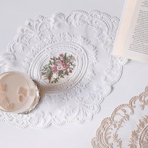 프렌치 레이스 플라워자수 테이블매트, 화이트