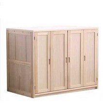 낮은 이불장 원목 장롱 장롱 옷장 수납 이불 정리함, 100x50x90 나무색   문 4개