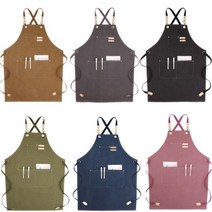 데님 빅사이즈 캔버스 앞치마 프리미엄 바리스타 카페 공방, 인디핑크