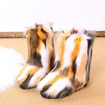 2023 Winter Women Snow Boots Female Warm Fur Plush Faux Fox Ski Ladies Outdoor Slip On Cozy, [06] 41, 04 Yellowish brown_06 41