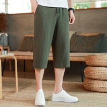 Choyur 남자 린넨 바지 여름 팬츠 슬랙스 7부 통바지