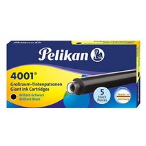 Pelikan 4001 GTP/5 Ink Cartridges for Fountain Pens Brilliant Black 1.4ml 5 Pack (310615), 1