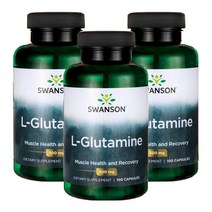 스완슨 L-글루타민 500mg 캡슐, 100개입, 3개