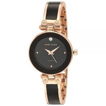 Anne Klein 여성용 시계 뱅글, Black/Rose Gold