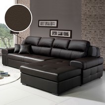 슬립스토아 아스 라텍스 천연면피가죽 카우치 소파, 다크브라운