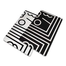 나인멜로 빨아쓰는 욕실 주방 미끄럼방지 발매트 2개, 블랙 + 화이트