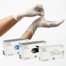 더블세이프 니트릴장갑 식품용 화이트 블랙 블루 의료용 니트릴글러브 100매, 식품용 화이트 L