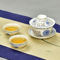 청백자 다기 중국 전통 자사호 펀칭 도자기 찻잔 보이차 녹차 화사 다도세트 EA, B., 1개