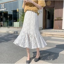 Momolatti 레이스 리올 머메이드 높은 허리 스커트